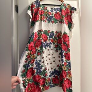 Silk knee length Matta floral dress - vintage style
